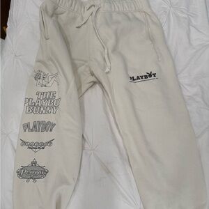 PLAYBOY Cream Graphic Sweatpants